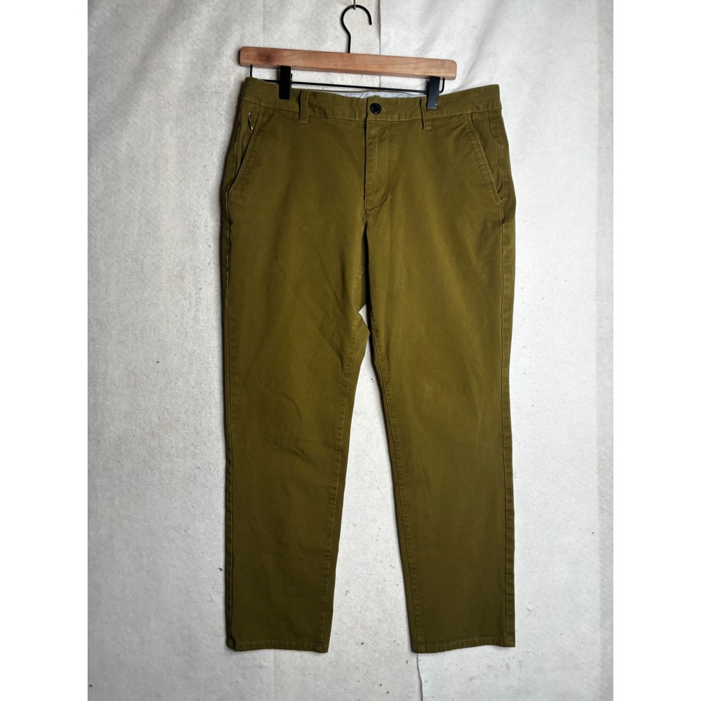 Bonobos Mens Slim Fit Chinos Olive Green Flat Front Pants‎ 34x27 Regular Rise